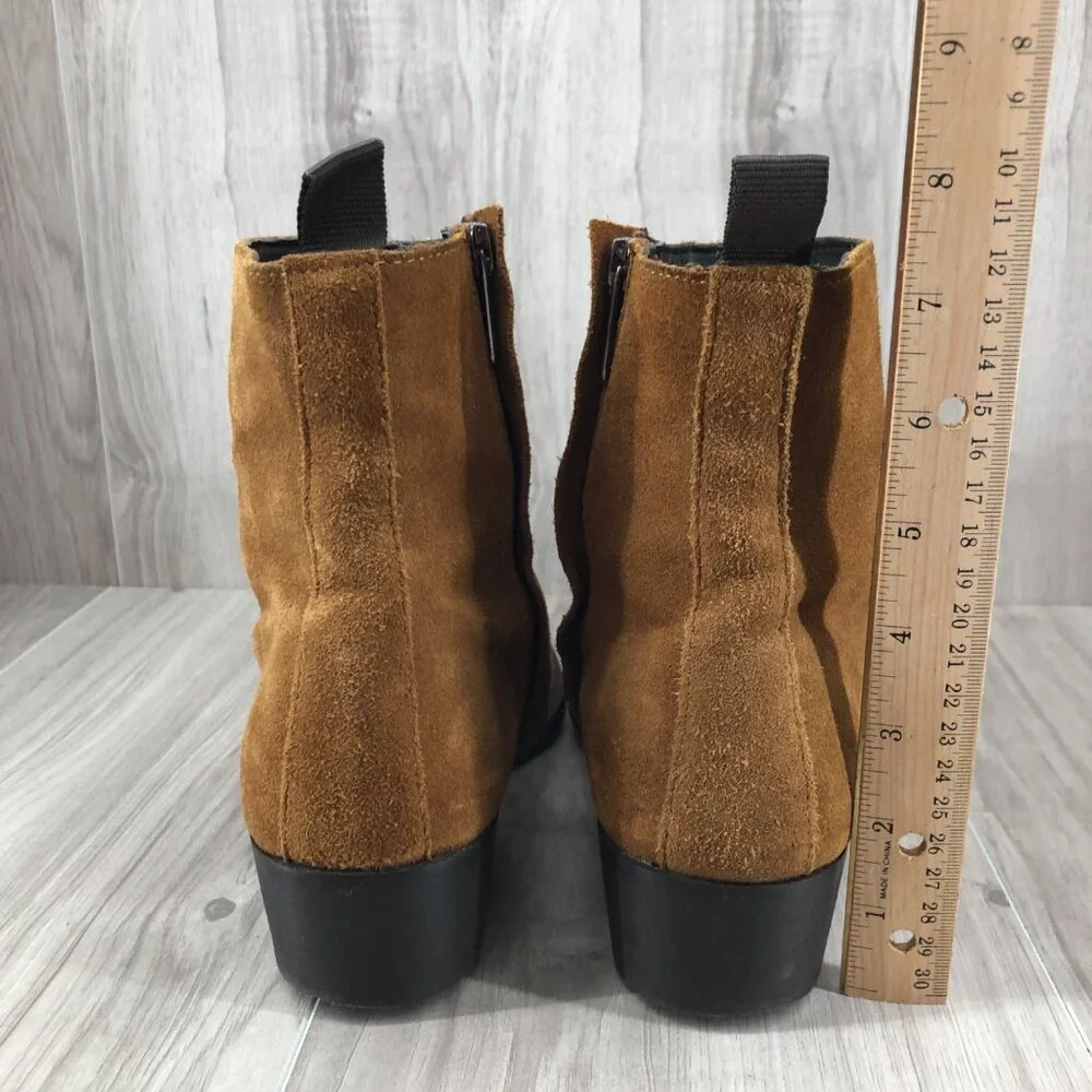 Zara Ankle Boots Womens EU 39 Brown Suede Zip Booties